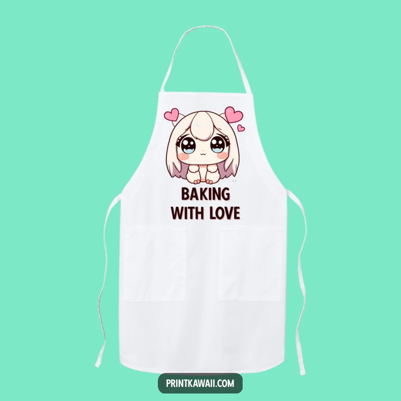 Funny Sparkling Eyes Apron: Cook with Love and Heart Adoration