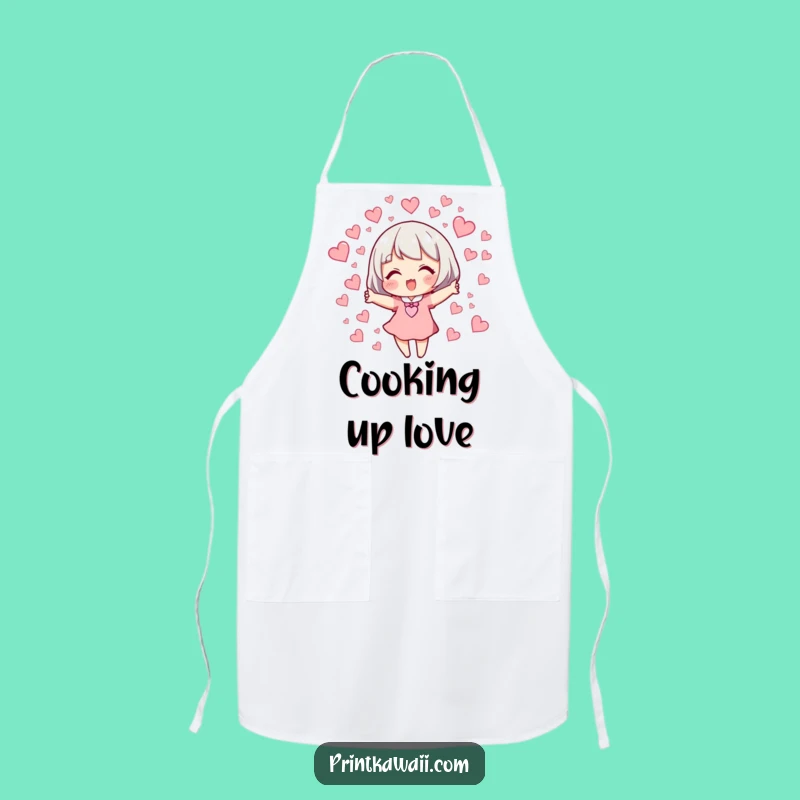 Funny Baker's Heart Apron: Character Releasing Love While Cooking, Cute Gift