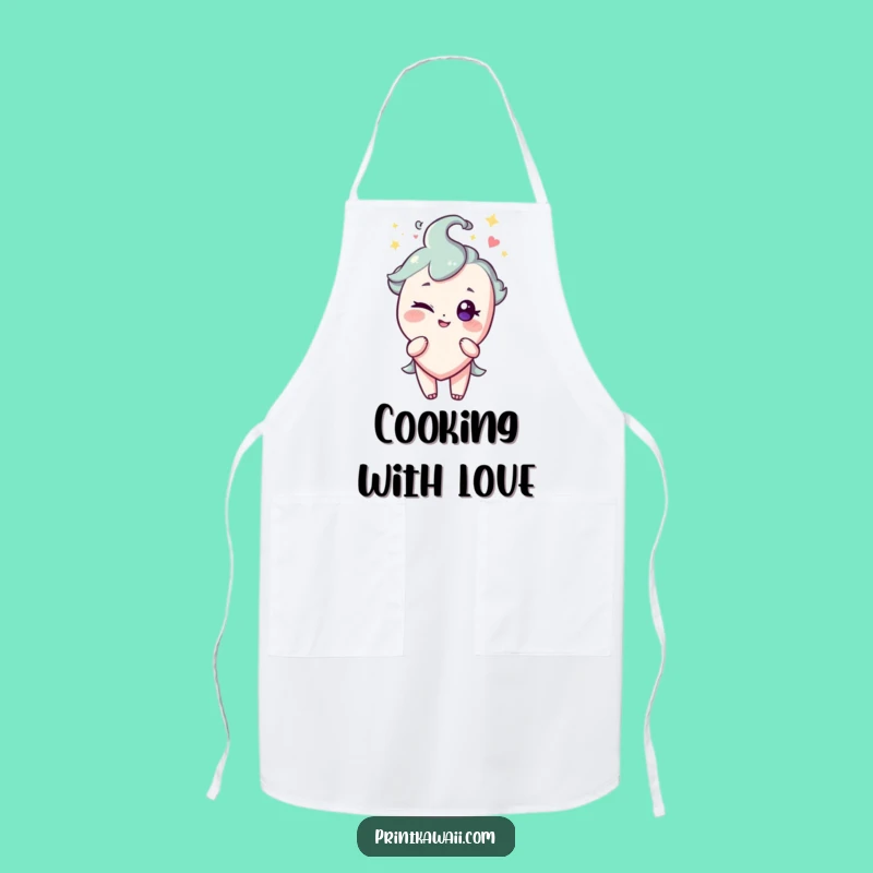 Funny Heart Apron: Winking Character for Playful Cooking