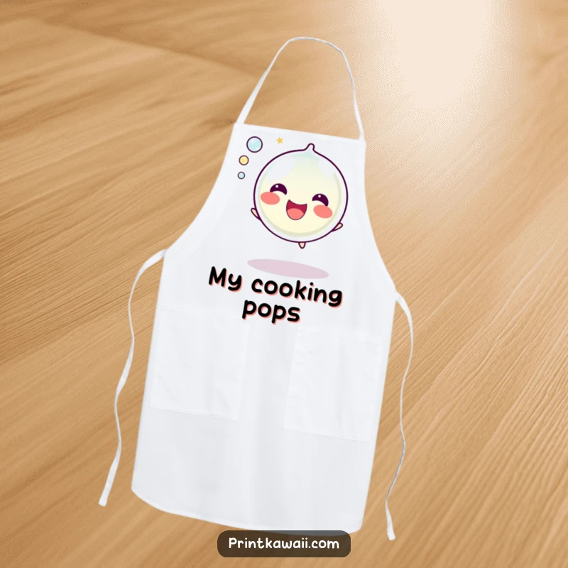 Funny Bubble Apron: A happy bubble character is shown popping with a joyful sound, adding a splash of fun to your kitchen tasks.
