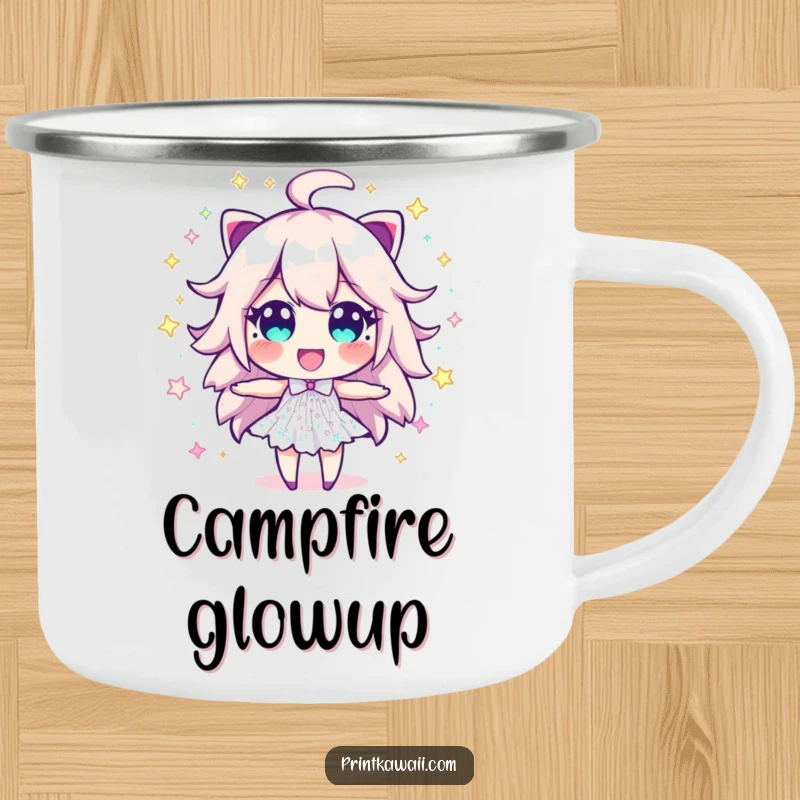 Funny Sparkle Dust Camping Mug: A dynamic sparkle dust character bursts with excitement, adding a touch of energy to your outdoor experiences.