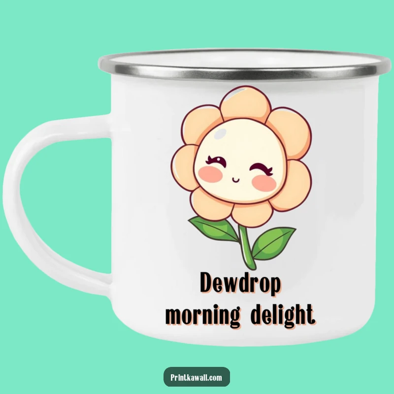 Funny Blushing Flower Camping Mug: Sip Sweetness Outdoors