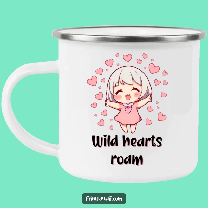 Funny Adventure Heart Mug: Character Releasing Love, Outdoor Camp Gift