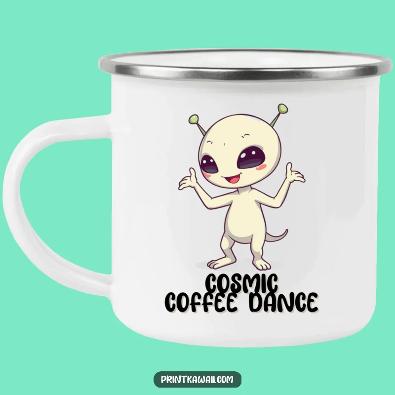 Funny Alien Dance Camping Mug: Durable Sci-Fi Character Mug, Perfect Outdoor Gift