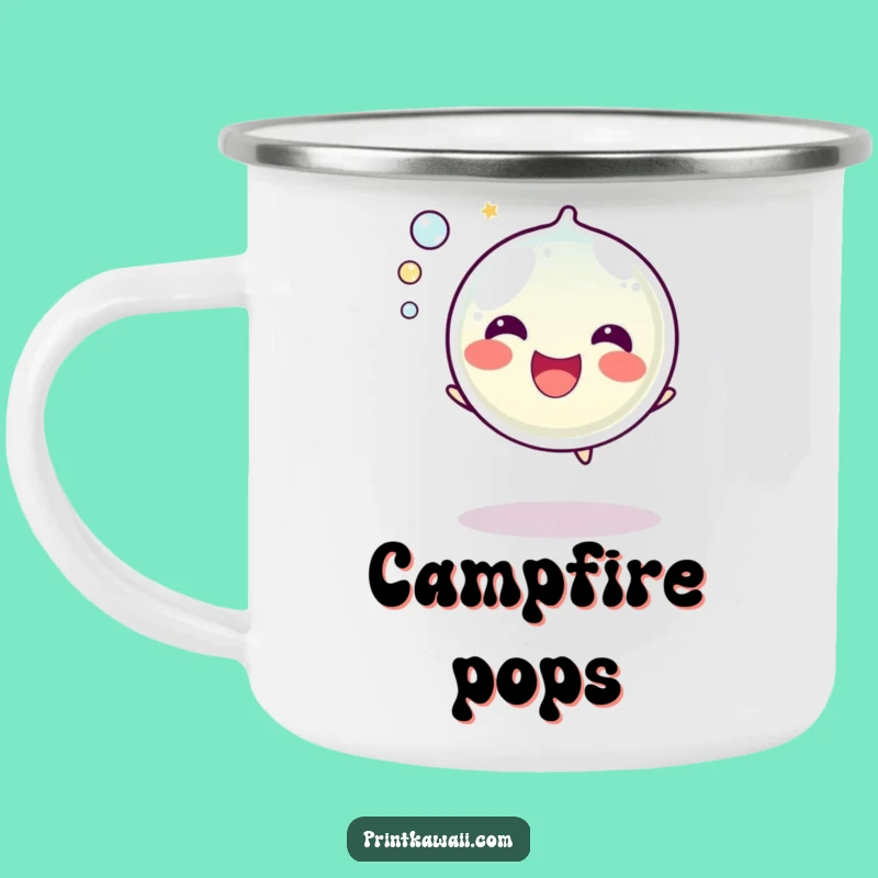 Funny Bubble Camping Mug: Happy Character for Outdoor Fun