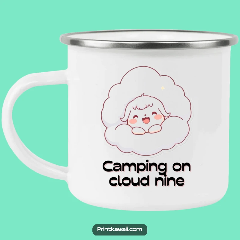 Funny Kawaii Cloud Hug Camping Mug: Outdoor Joyful Character, Ideal Funny Gift