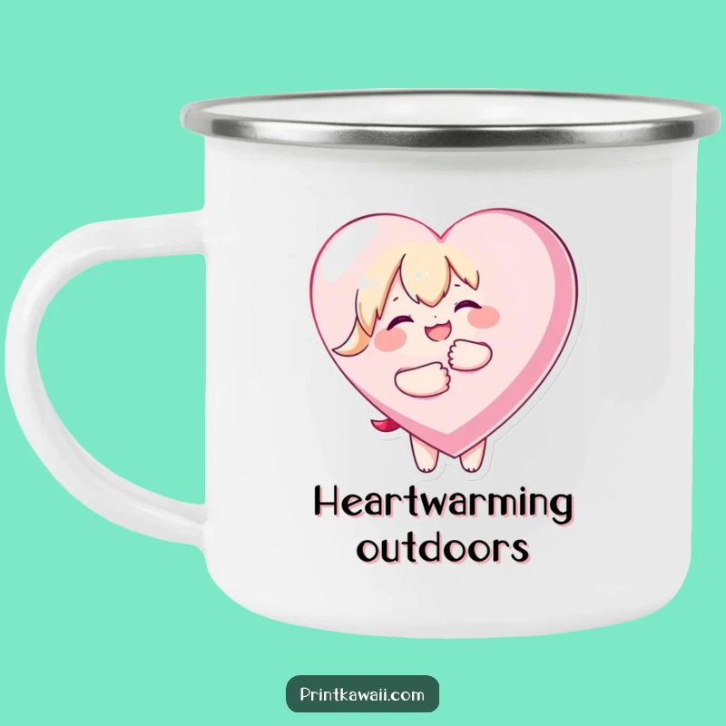 Funny Kawaii Love Camping Mug - Heart Hugs Under the Stars