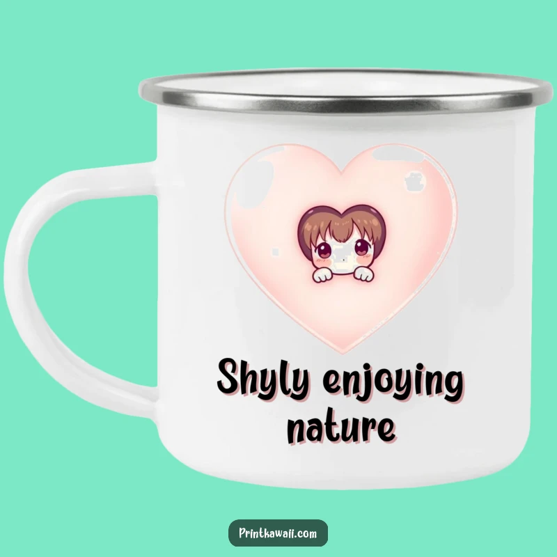 Funny Travel Mug: Shy Character Peeks from Heart - Outdoor Funny Gift