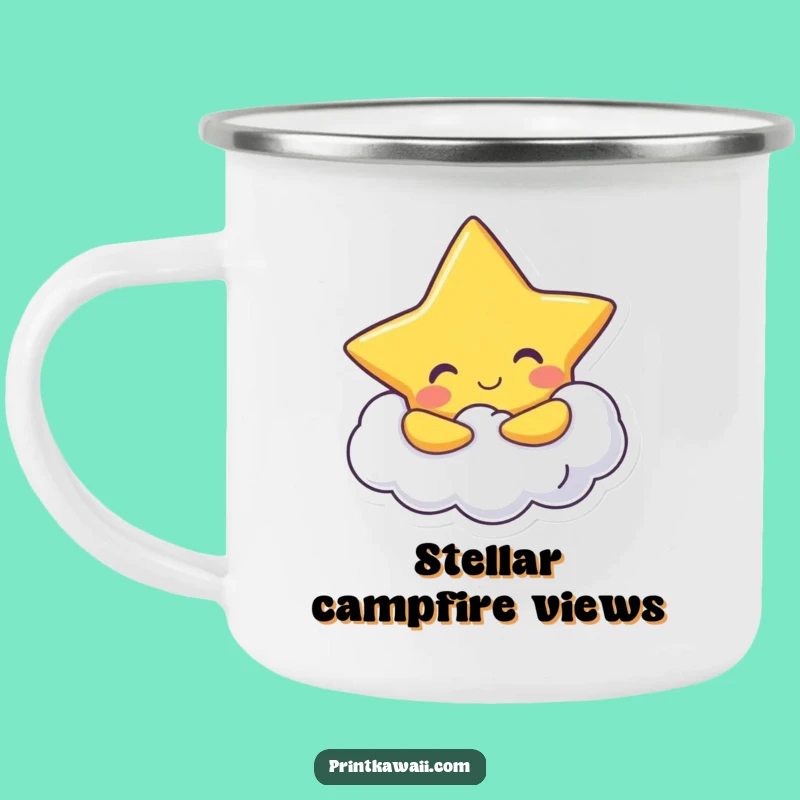 Funny Star Hugging Cloud Camping Mug: Celestial Adventures Await!