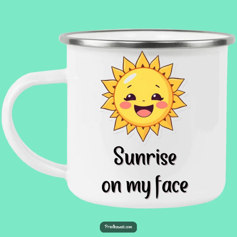 Funny Cheerful Sun Camping Mug - Outdoor Warmth, Sunny Gift