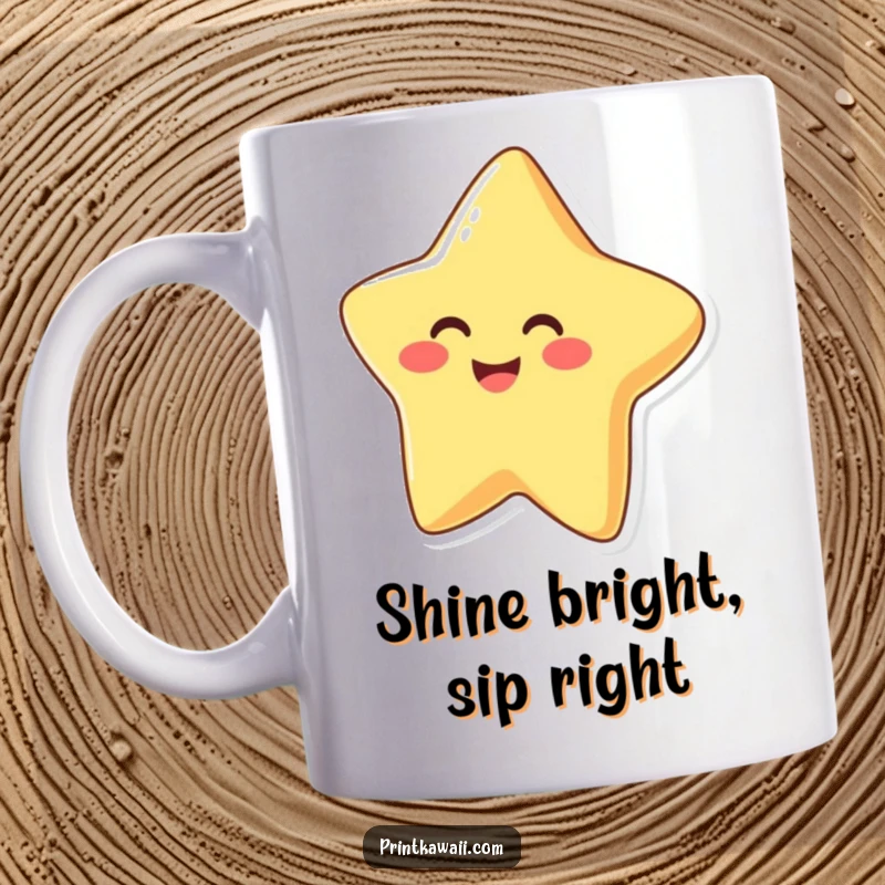 Funny Star Mug featuring a beaming, happy star character radiating pure joy and positivity, perfect for a cheerful gift.