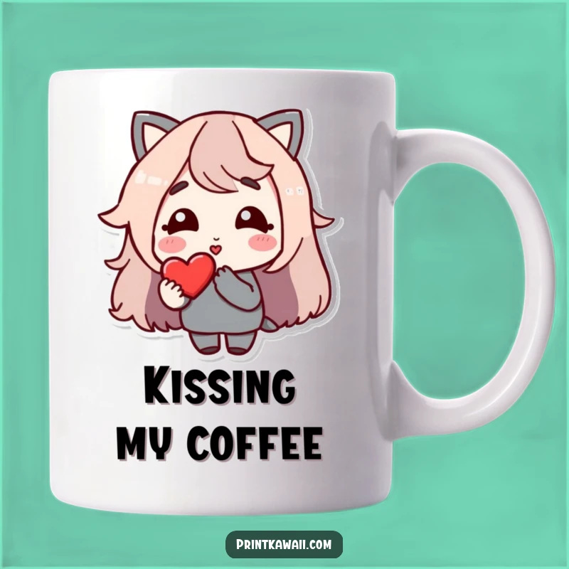 Funny Kissing Heart Mug: Gentle Character Sending Love, Perfect Gift