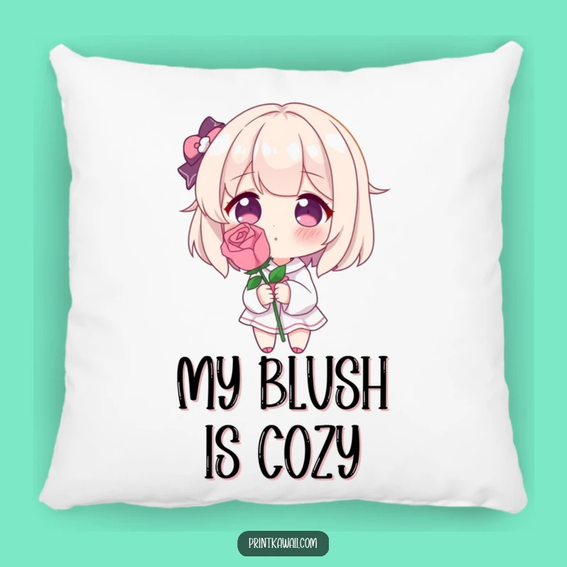 Funny Blushing Rose Pillow: Cozy & Cute Shy Character Decor, Sweet Funny Gift