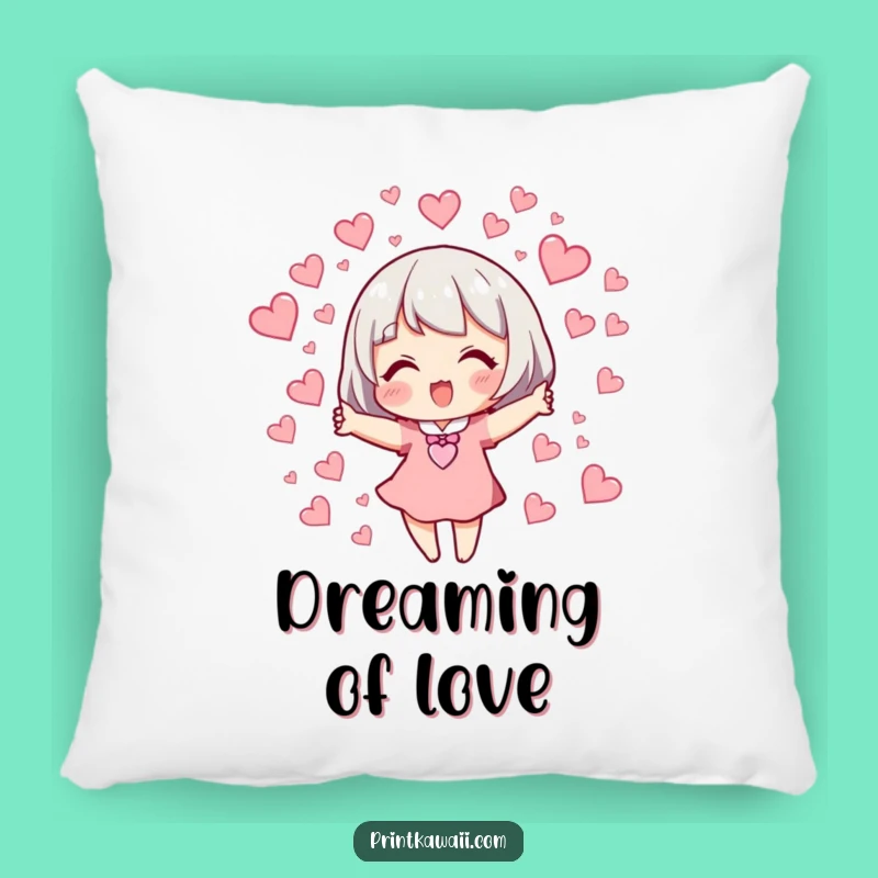 Funny Love Accent Pillow: Character Releasing Hearts, Cozy & Cute Decor Gift