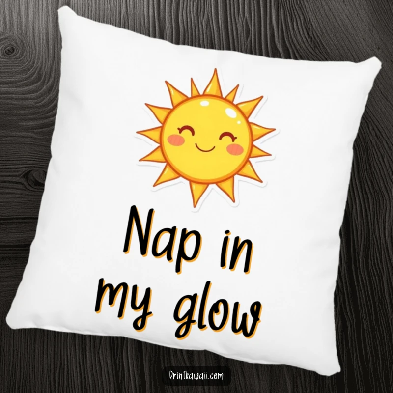 Funny pillow with a happy sun character, offering comfort and a cheerful visual accent for any cozy space.