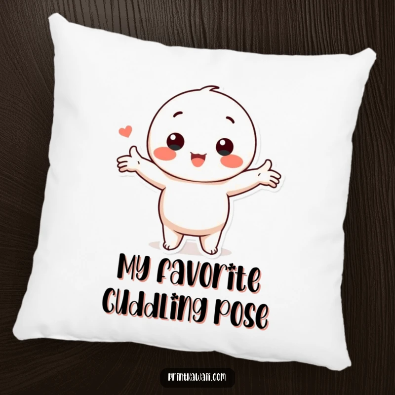 Funny Kawaii Love Pillow: Cute character in a loving pose with arms outstretched, offering soft comfort.