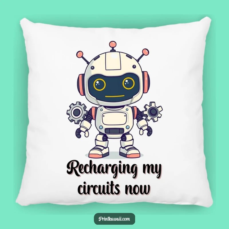 Funny Robot Pillow: Cozy Playful Gears, Comforting Humorous Decor Gift