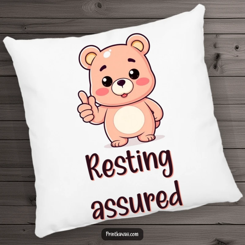 Funny throw pillow featuring a gummy bear giving a thumbs up, providing comfortable and humorous decor.