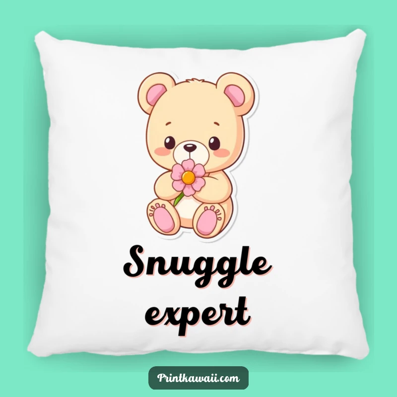 Cozy Funny Teddy Bear Pillow: Content Bear Character Cushion for Gentle Comfort