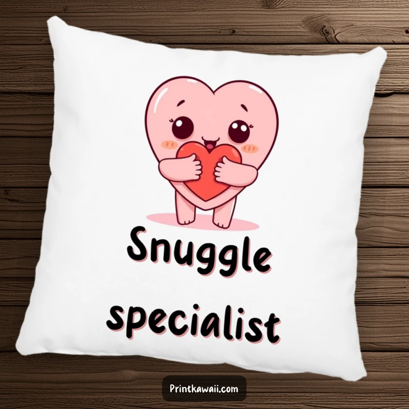 Funny pillow with a heart character offering a big hug, providing comfort and sweet decor, a perfect funny gift.