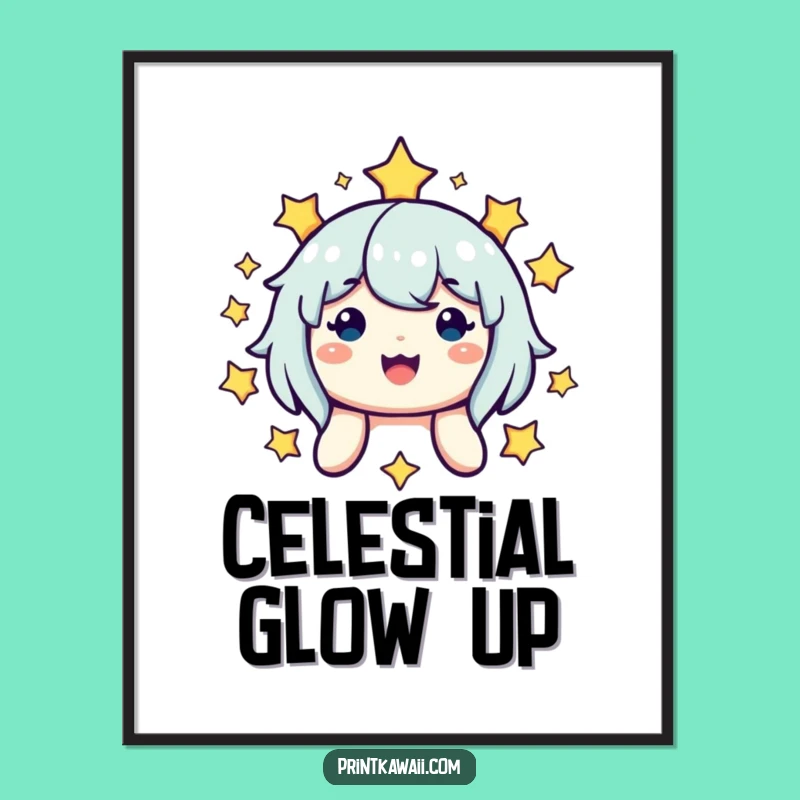 Funny Starry Smile Digital Print: Radiant Character Art for Instant Joy