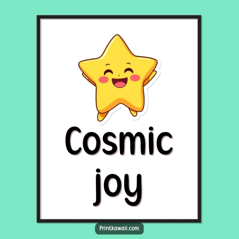 Funny Star Digital Art: Joyful Jumping Character for Cheerful Walls