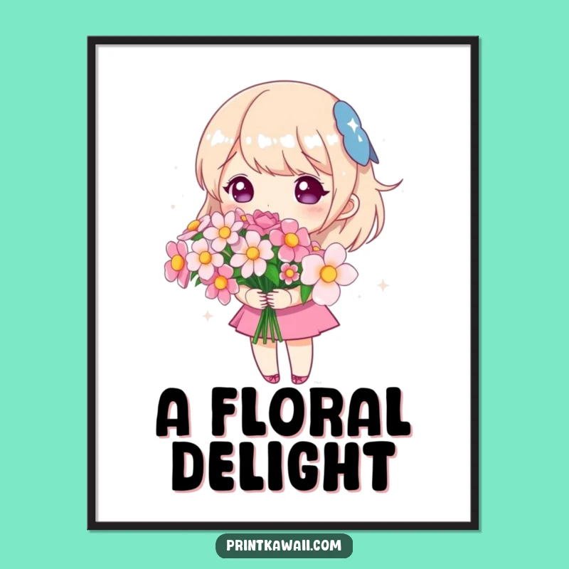 Funny Cute Flowers Digital Art - Instant Sparkling Bouquet Print