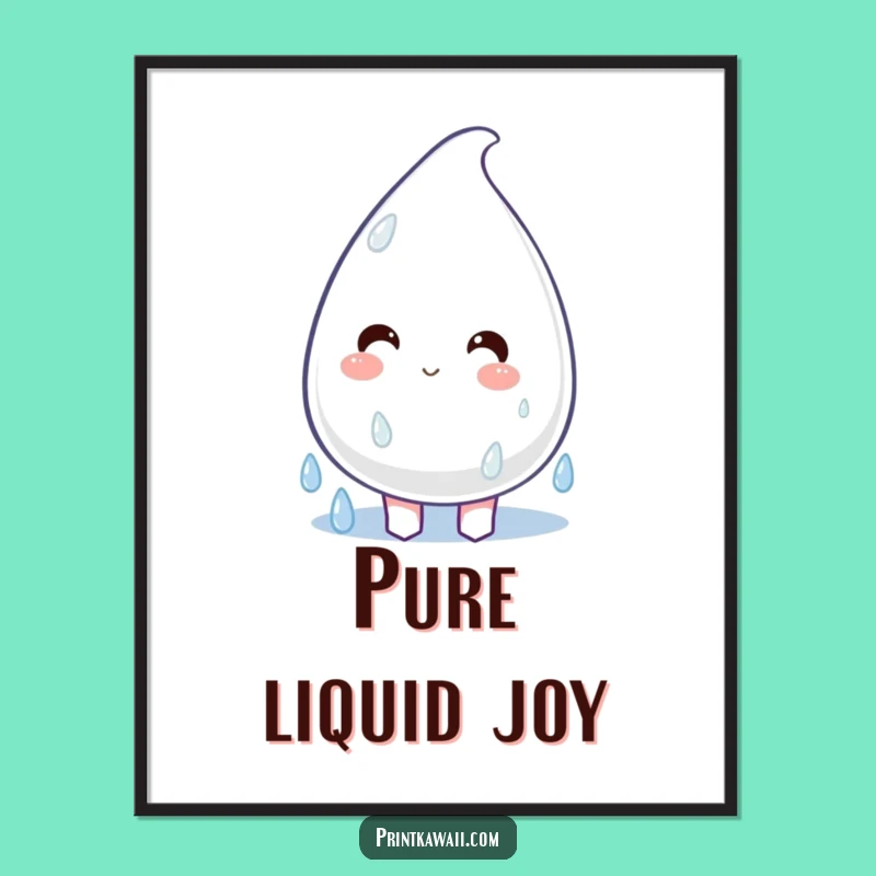 Funny Happy Raindrop Digital Art - Instant Joyful Decor, Perfect Funny Gift