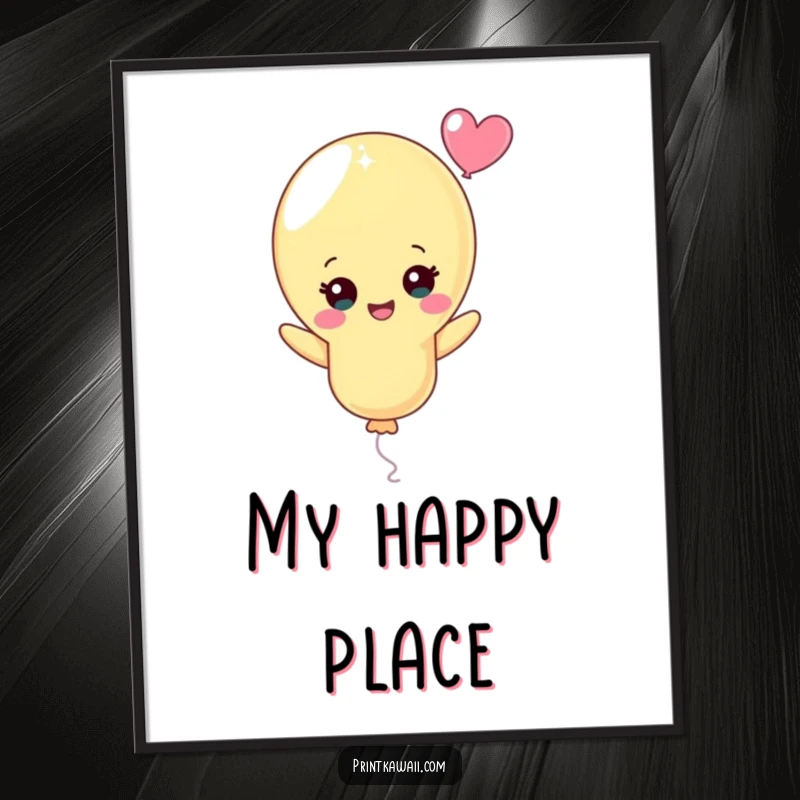 Funny Pastel Balloon Digital Art Print: A charming artwork of a cheerful pastel balloon character floating upwards, ready to bring joy to your decor.