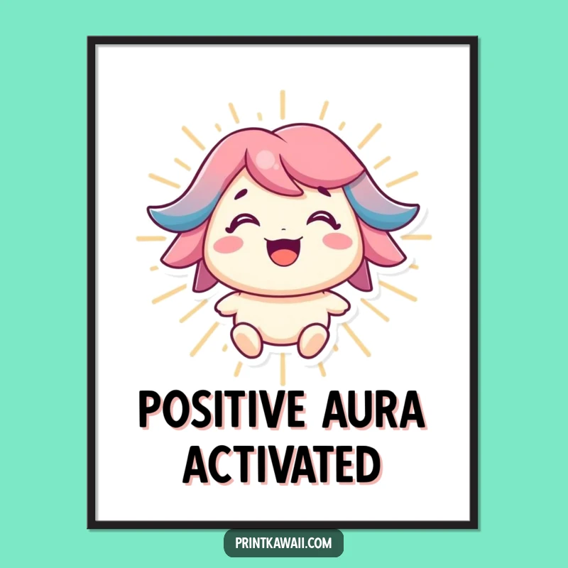 Funny Positive Energy Digital Art: Bright Character Decor Print for Walls