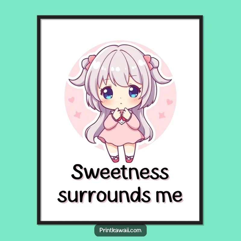 Funny Sweet Aura Digital Print: Pink Glow Character, Instant Download Art