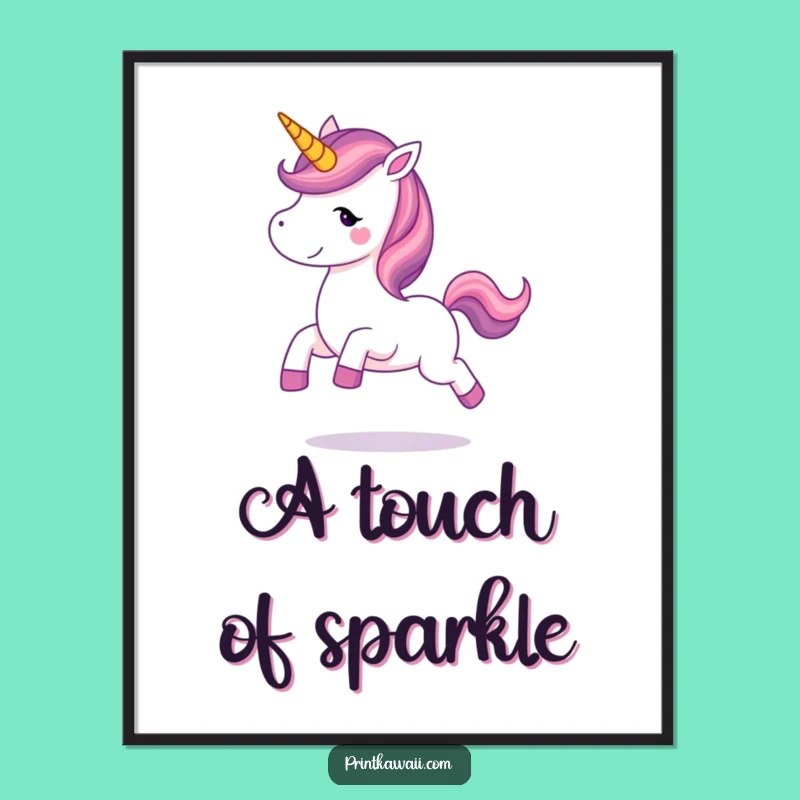 Funny Unicorn Prancing Digital Art: Printable Magical Decor, Instant Whimsical Gift