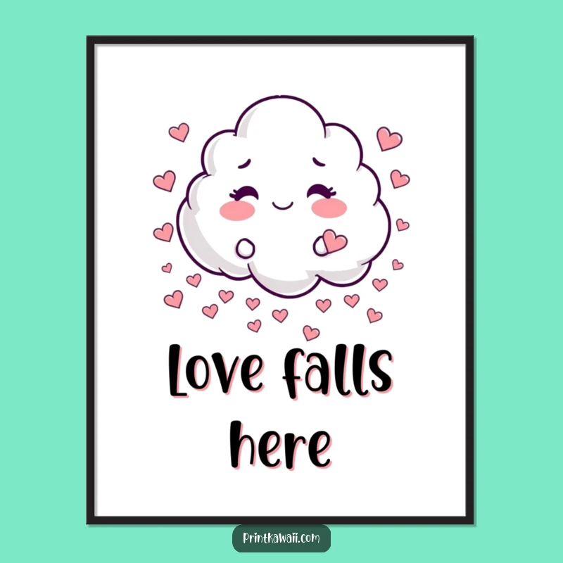 Funny Heart Rain Cloud Digital Art: Instant Whimsical Decor for Joy
