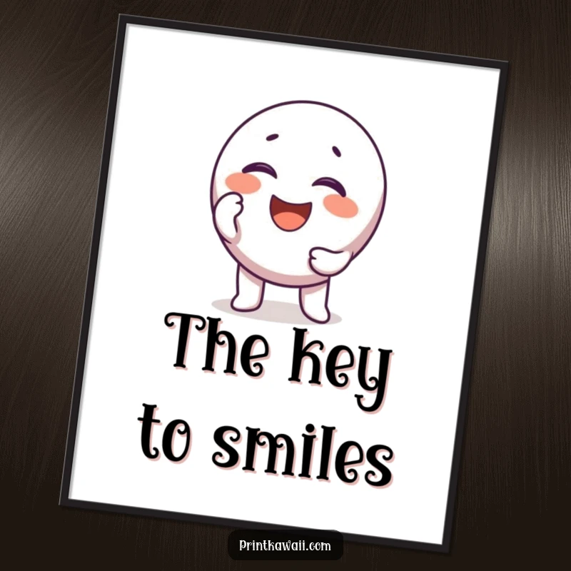 Funny round key character digital art print, ready to unlock giggles and smiles, a perfect funny gift.