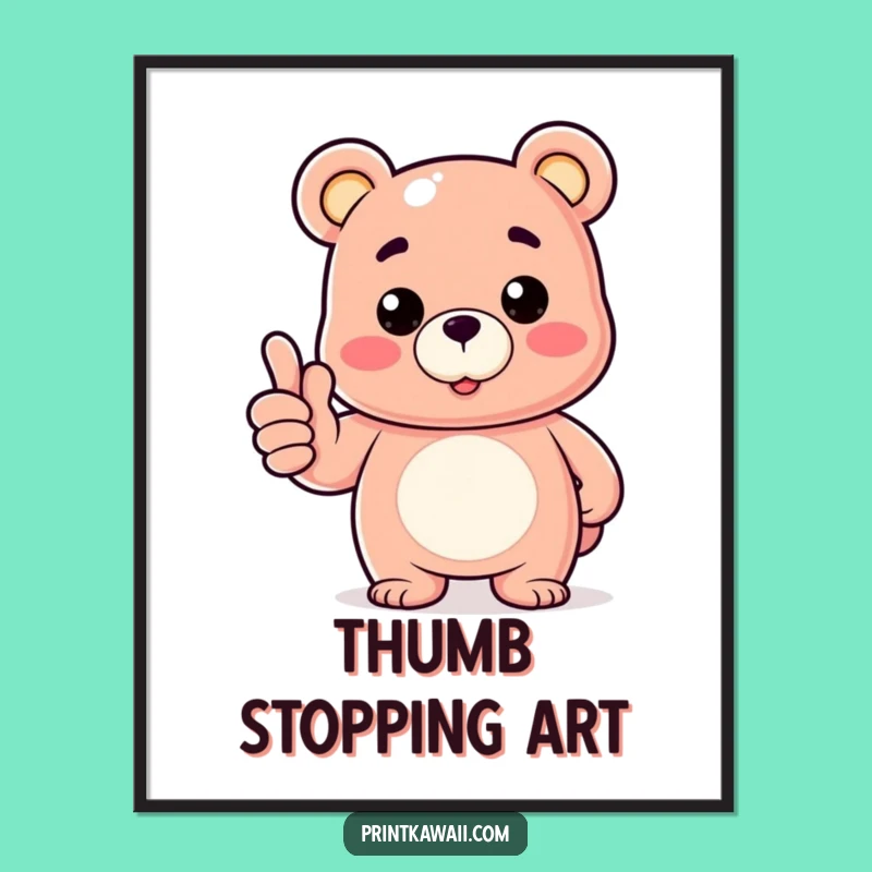 Funny Digital Art Print: Gummy Bear Thumbs Up, Instant Humorous Decor