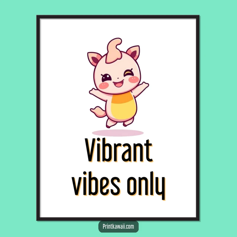 Funny Giggling Rainbow Hop Digital Art, Cheerful Character Wall Decor Gift