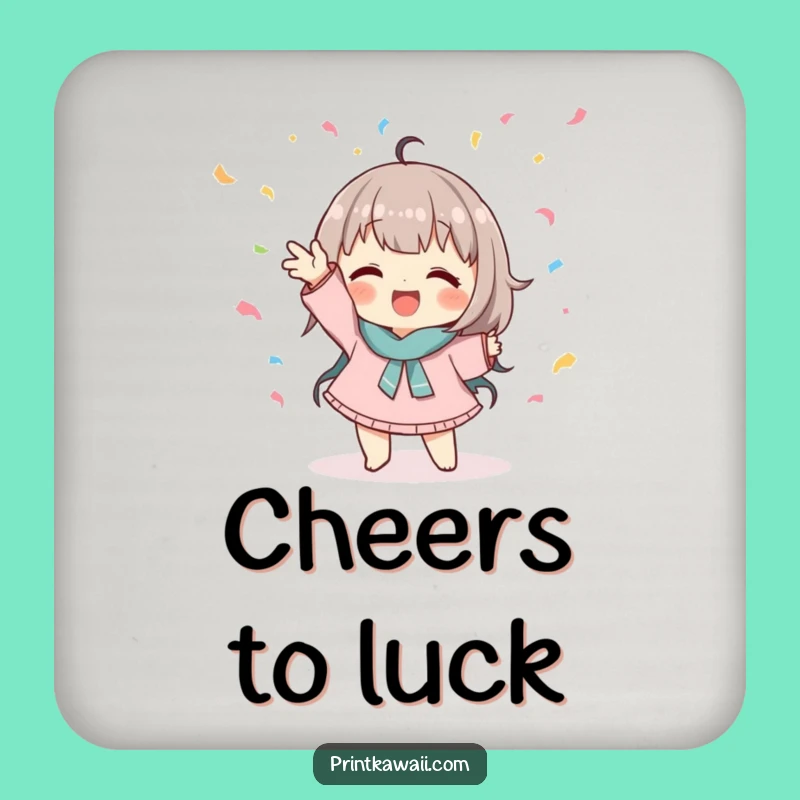 Funny Confetti Pose Coaster: Cute Character Party Decor Gift