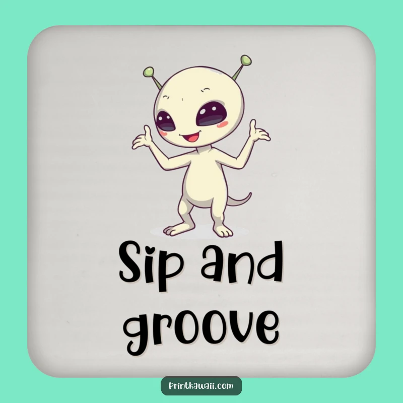 Funny Alien Dance Drink Coasters: Protect Surfaces with Sci-Fi Humor, Funny Gift Set