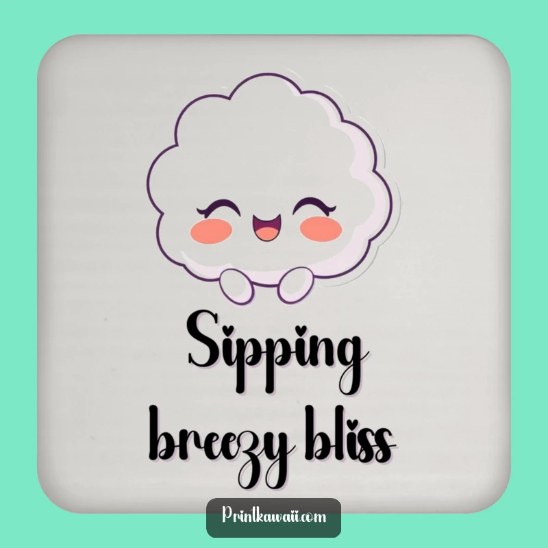 Funny Coaster Set: Giggling Cloud Character, Protect Surfaces with Humor