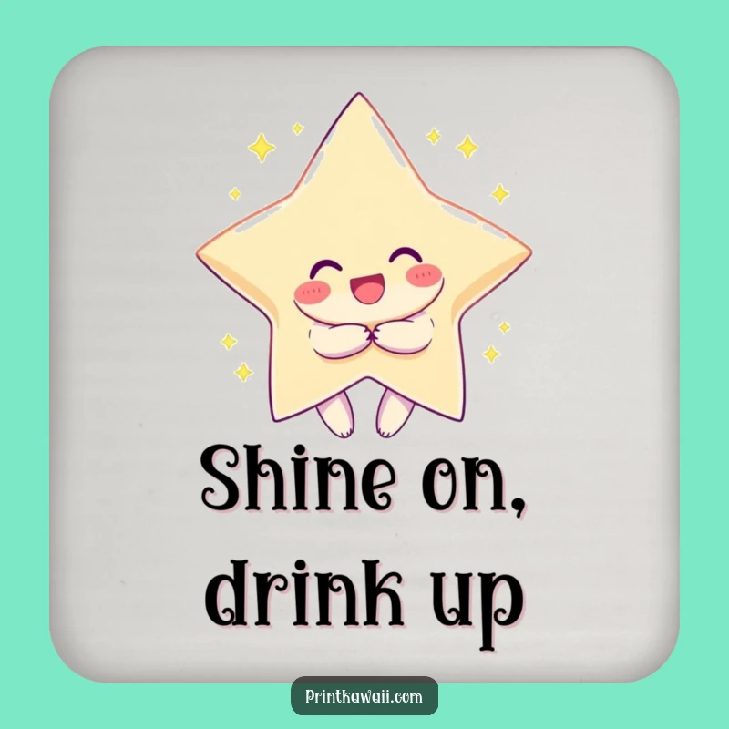 Funny Coaster: Smiling Character Hugs Star - Protect Surfaces Funny Gift