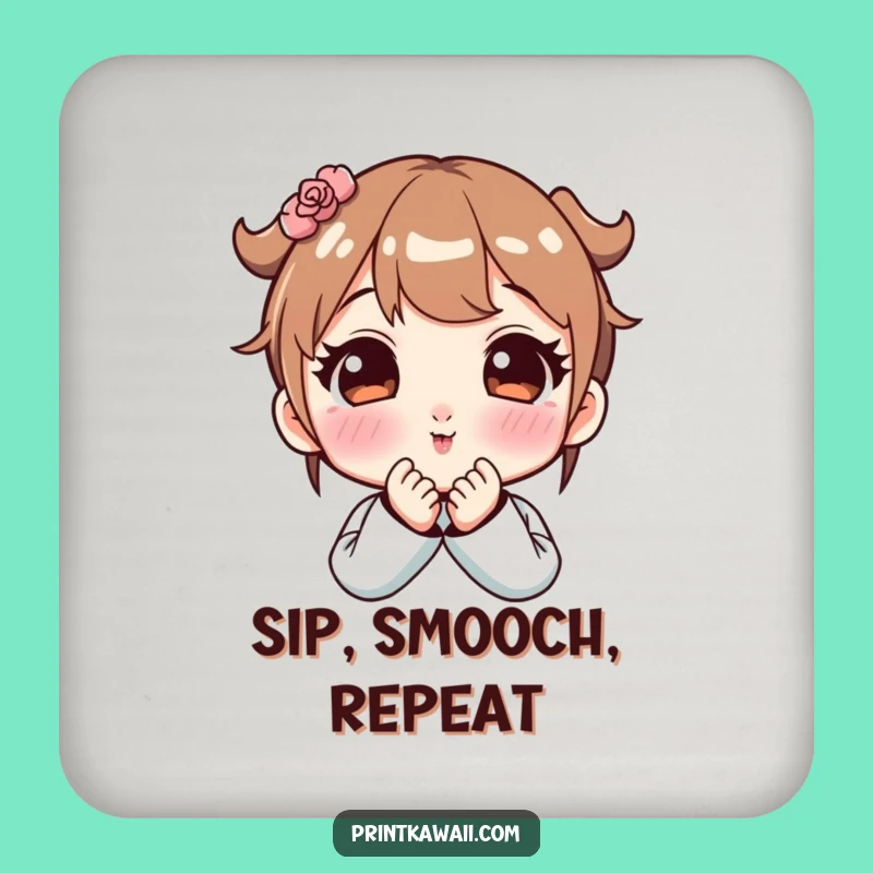 Funny Cute Kiss Coaster - Protects Surfaces from 'Mwah!'