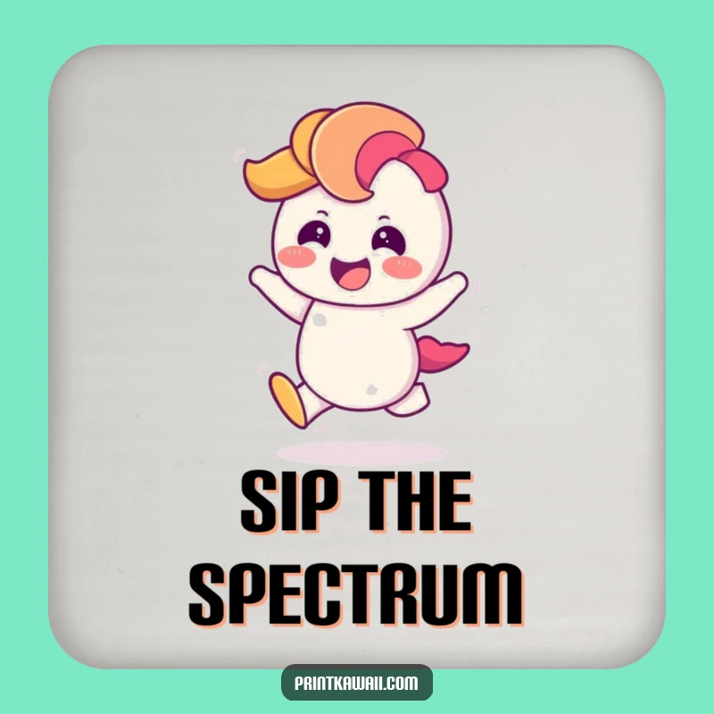 Funny Giggling Rainbow Coaster: Cheerful Rainbow Character for a Fun Tabletop