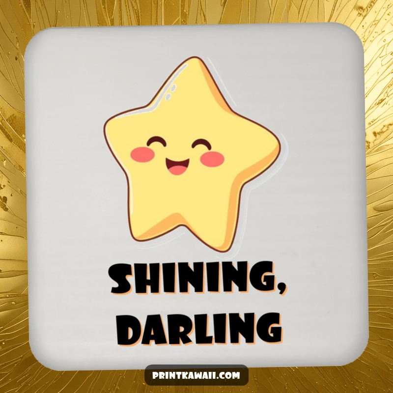 Funny Coaster with a smiling, happy star character, adding a cheerful touch to tabletops and protecting surfaces.