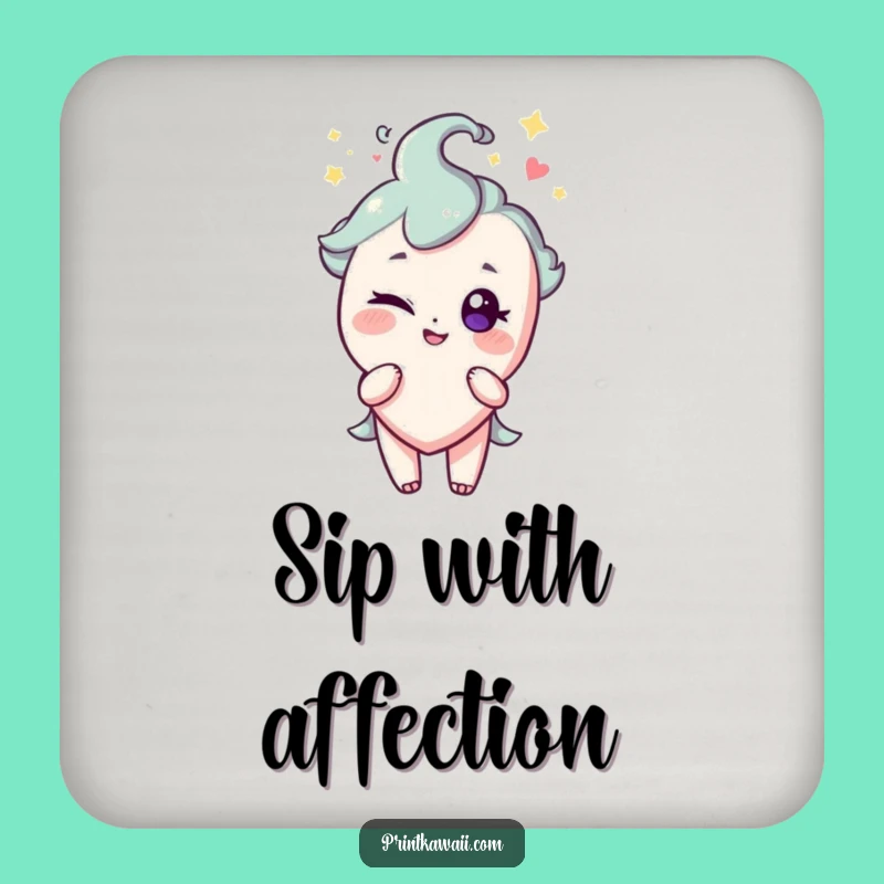 Funny Heart Coaster: Winking Character for Playful Surface Protection