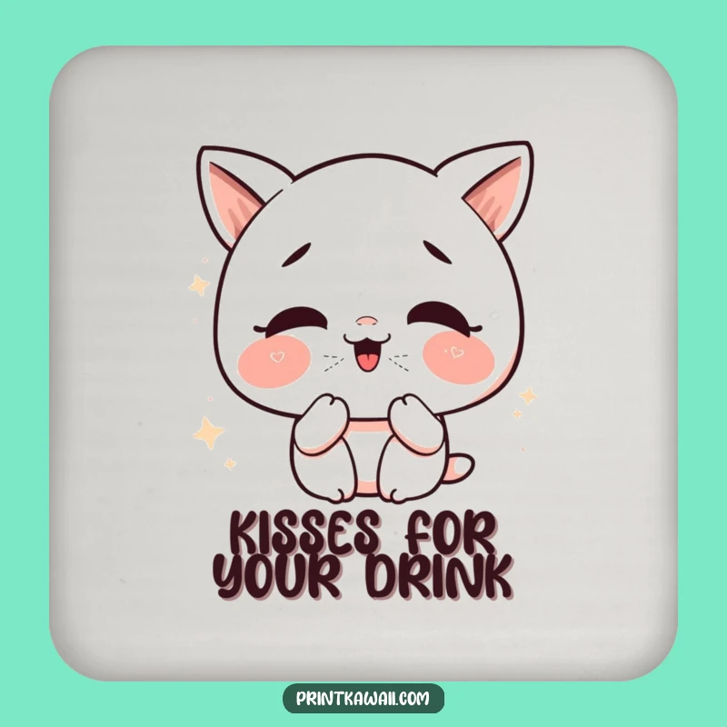 Funny Kawaii Kiss Coasters: Giggling Character Protection, Wonderful Funny Gift