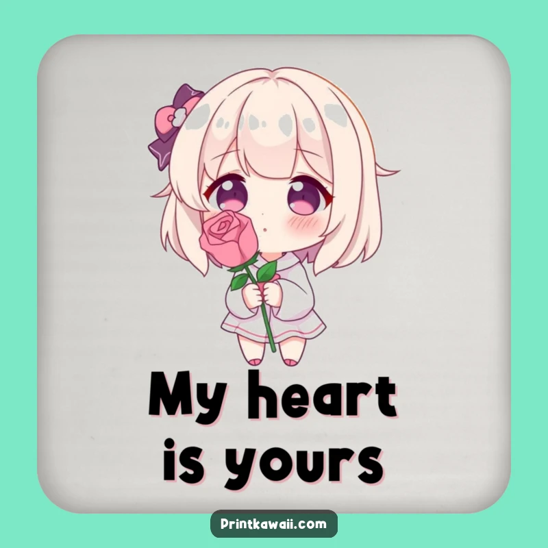 Funny Blushing Rose Coaster: Cute Shy Character Protection, Perfect Drink Funny Gift