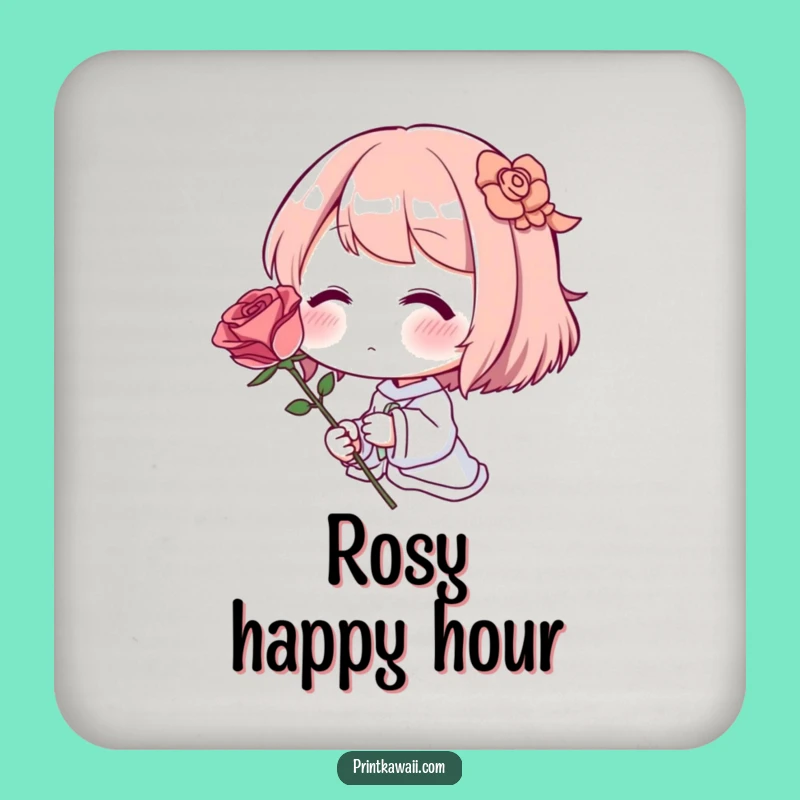 Funny Rose Protector Coaster: Blushing Character, Table Decor Gift
