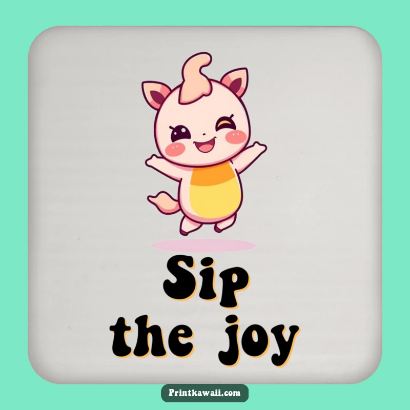 Funny Giggling Rainbow Hop Coaster Set, Cheerful Protecting Surface Gift