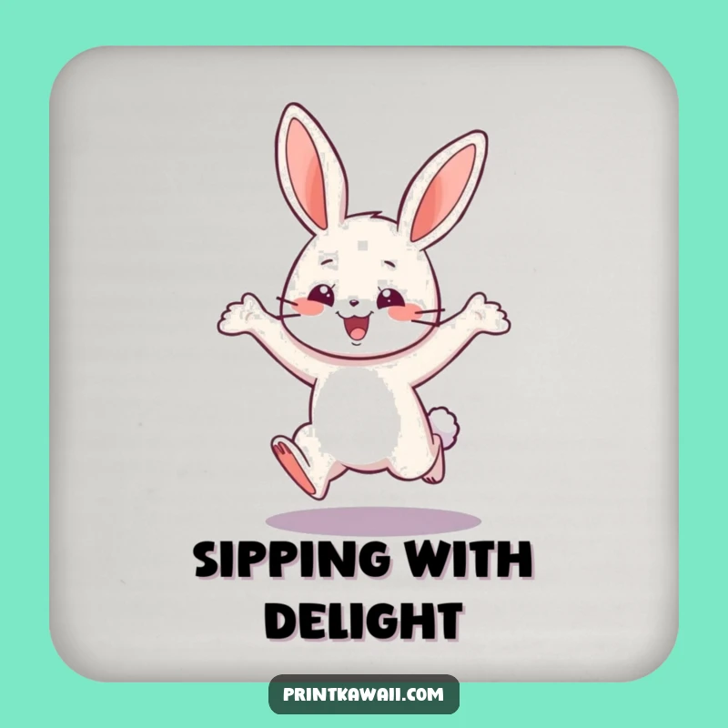 Funny Playful Bunny Coaster - Protect Surfaces with Joy, Gift