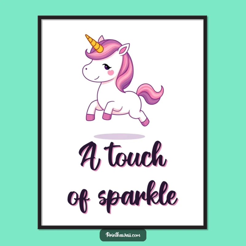 Funny Unicorn Prancing Poster: Enchanting Wall Art, Delightful Humorous Gift